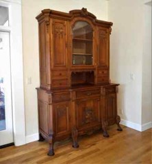 Antique French Renaissance Ornate Carved Oak Botanical Cabinet Cupboard