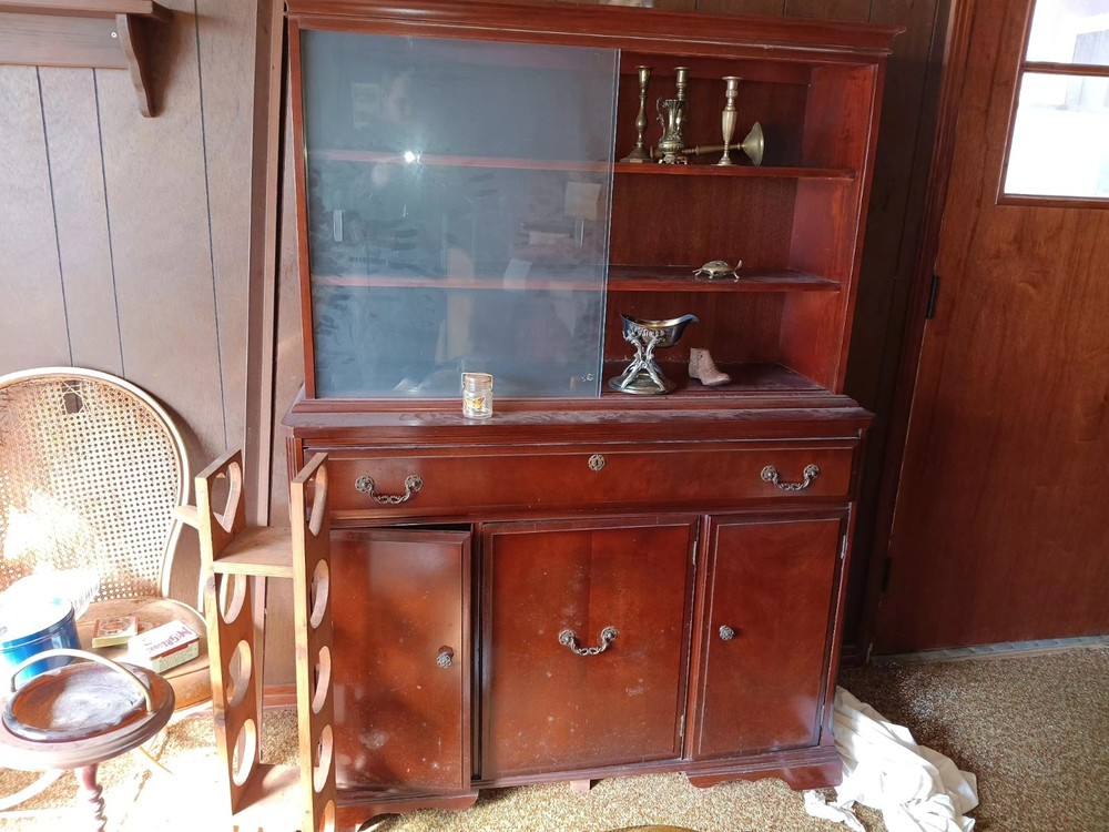 solid oak china cabinet antique