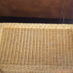 Vntg. Wicker Rattan Boho/Chic West Coast Drop-Front Record Storage Cabinet Table