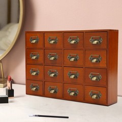 16 Drawers Tabletop Library Card Catalog Cabinet Vintage Apothecary Storage Box