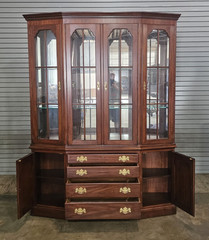 HENKEL HARRIS Wild Cherry China Breakfront Bookcase or Cabinet made in Virginia
