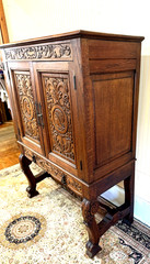 French Antique Renaissance Oak Two Doors & Two Drawer Haul Cabinet