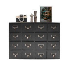16 Drawers Vintage Tabletop Library Card Catalog Cabinet Apothecary Storage Box