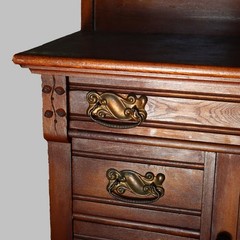 Antique Eastlake Foliate Walnut Commode with Towel Bar C1910