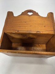 Vintage Wood Wall Candle Box Drawer Heart Cutout Primitive Country Decor Heart