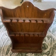 Antique Wooden Spoon Display Case Cabinet Cottagecore, Medium Wash