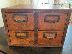 Antique Globe Quarter Sawn Oak Card Catalog Desktop