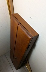 Vintage Rustic Solid Wood Skinny Display Curio Cabinet Memo Cork Board & Doors