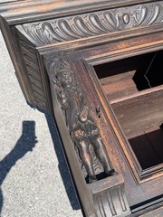 antique figural carved Oak hanging cabinet victorian Black Forest repurpose part