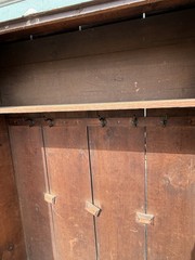 antique Blue Painted Cupboard Dental Molding Dovetailed Farm House 1820