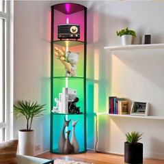 5 Tiers LED Corner Shelf ,65″ Stand Floor Lamps for 11.81 x 15.55 x 65 inches