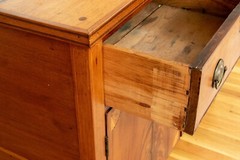 Antique American Two Door Cabinet With Custom Glass Top