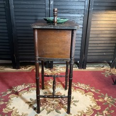 HT Cushman Smokers Humidor Wooden Stand With Ash Tray