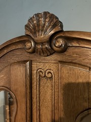 French Country Style Vintage Oak China Display Cabinet