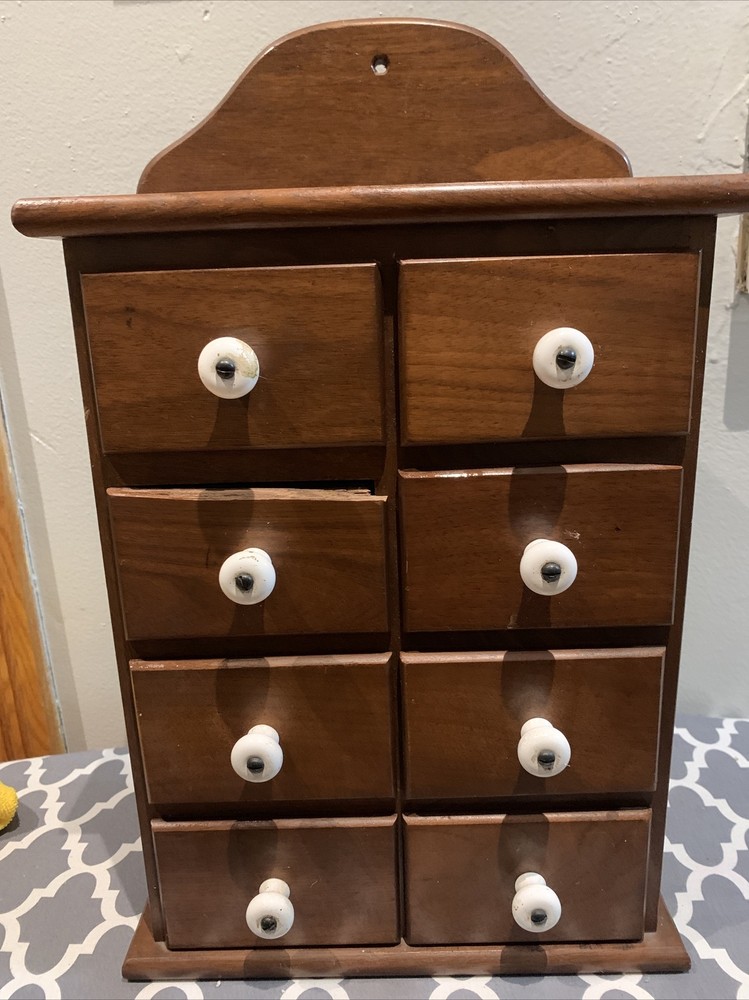 Wooden Wall Hanging Cabinet Vanity Spice Drawers Cupboard Home Decor