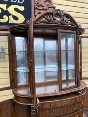 66397 Large Bow Glass PULASKI 2 Piece Curio Cabinet