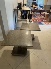 Mid-Century Marble Top Low Side End Cabinet