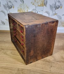 Vintage Collectors Cabinet Table Top Drawers Engineer Watchmaker Tool Chest