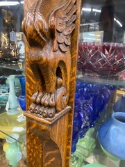 Stunning Antique Oak China Cabinet W/Griffins, Beautiful Wood Grain, Light Added