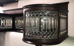 Antique Victorian Jeweled & Beveled Leaded Glass Back Cupboard – 1890s #22467