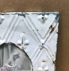 VTG Shabby 9×11 Photo 4×6 Oval White Tin Ceiling Picture Frame Chic Old 630-26B