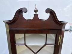 Antique Cherry Chippendale Hanging Corner CABINET Cupboard Thirteen Panes 47”