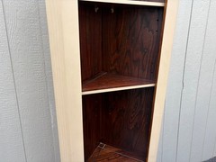 67870 Tall Rustic Corner Cabinet with Dual Tone Finish and Shelves