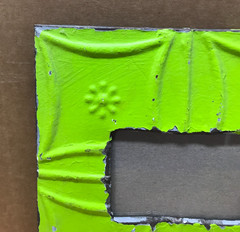 VTG 11″ Sq. Photo 4×6 Tin Ceiling Metal Fresh Green Picture Frame Old 632-26B