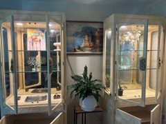Vintage Henredon Ivory Lacquered Display Cabinets, Set of 2