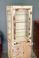 Antique Medical Cabinet Apothecary Glass Display Case Medicine Industrial VTG