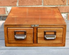 Globe Wernicke Card Catalog File Cabinet 2 drawer W-35-A Recipe Box