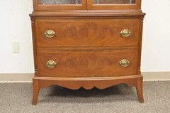 Antique Federal Style Mahogany China Display Cabinet with Stained Glass Doors