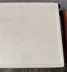 Antique Medical Storage Cabinet Heavy Metal & Enamel Top Wood Cutting Board Side