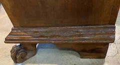 19th c Large Italian Baroque Style Two Door Carved Oak Cabinet with Paw Feet
