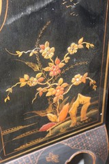 Chinoiserie Ebonized and Paint Decorated Georgian Style 1960’s China Cabinet