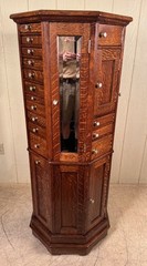 Antique Oak Clark Model “A” Octagon Revolving Dental Cabinet