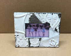 VTG Shabby White Photo 4×6 Patchwork Tin Ceiling Picture Frame Chic Old 673-26B