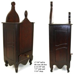 Antique 19th c. French Salt Box, Cabinet, 17 5/8″ Tall, Carved Country French