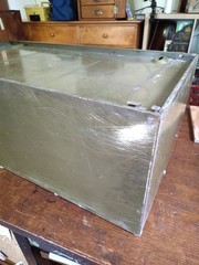 1950s 6-Drawer Green Metal Cabinet Y & E Brass Bits Vintage Works Great No Key
