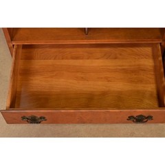 Ethan Allen American Colonial Solid Maple Breakfront Bookcase Cabinet, 1960s