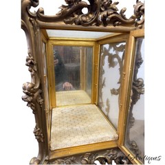 Antique Rocco victorian French Gilt liquor cabinet 1800s table top ornate