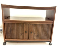 Mid Century Modern Rolling Bar Cart Cabinet Server Expanding Shelf Storage