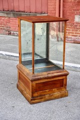 Antique Drug Store Showcase Oak Glass Display Case Trophy Bookcase Cabinet VTG