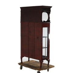 Antique Mahogany Two-Door & Two-Drawer Mirrored China Cabinet C1910