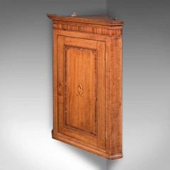 Antique Mounted Corner Cabinet, English, Oak, Wall Cupboard, Georgian, C.1780