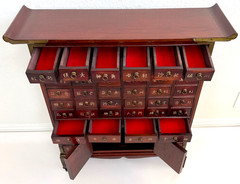 Early 20th-C Chinese Apothecary 46-Drawer Elm Wood Herb Chest Medicine Cabinet