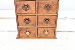Vintage/Antique Primitive Tabletop Or Wall Spice Cabinet Drawers Chest 8 Drawer