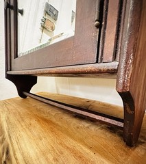 Antique Wall Mounted Wood Locking Medicine Cabinet Mirror Door Towel Rack Shelf