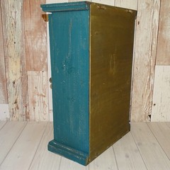 Primitive American Country Display Cupboard Cabinet Blue Paint Wall or FreeStand