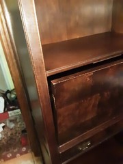 Antique Knob Creek original Wall unit Burl Drop Front Secretary Desk Cabinet